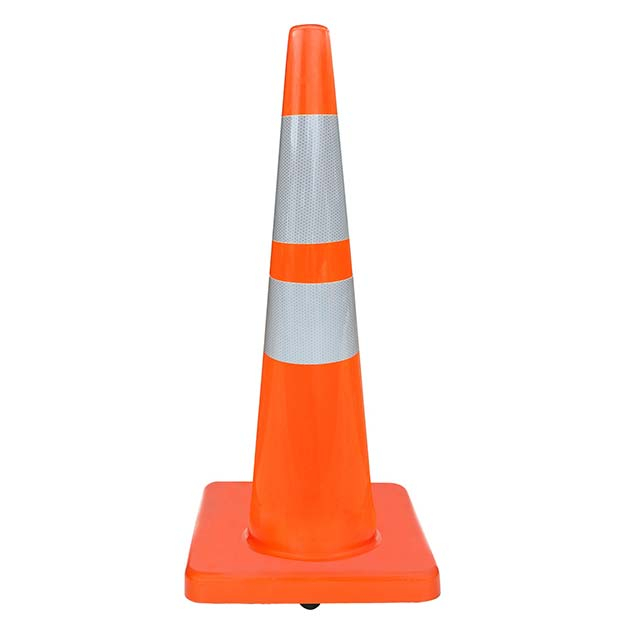 RC700D-4 28" SLIM HEAVY DUTY SOLID ORANGE BASE PVC TRAFFIC CONE